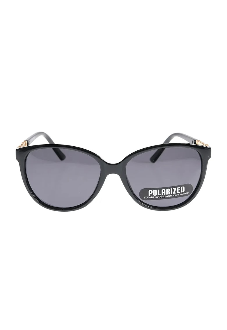 Ochelari de soare eleganti negri cu brate aurii tip lant
