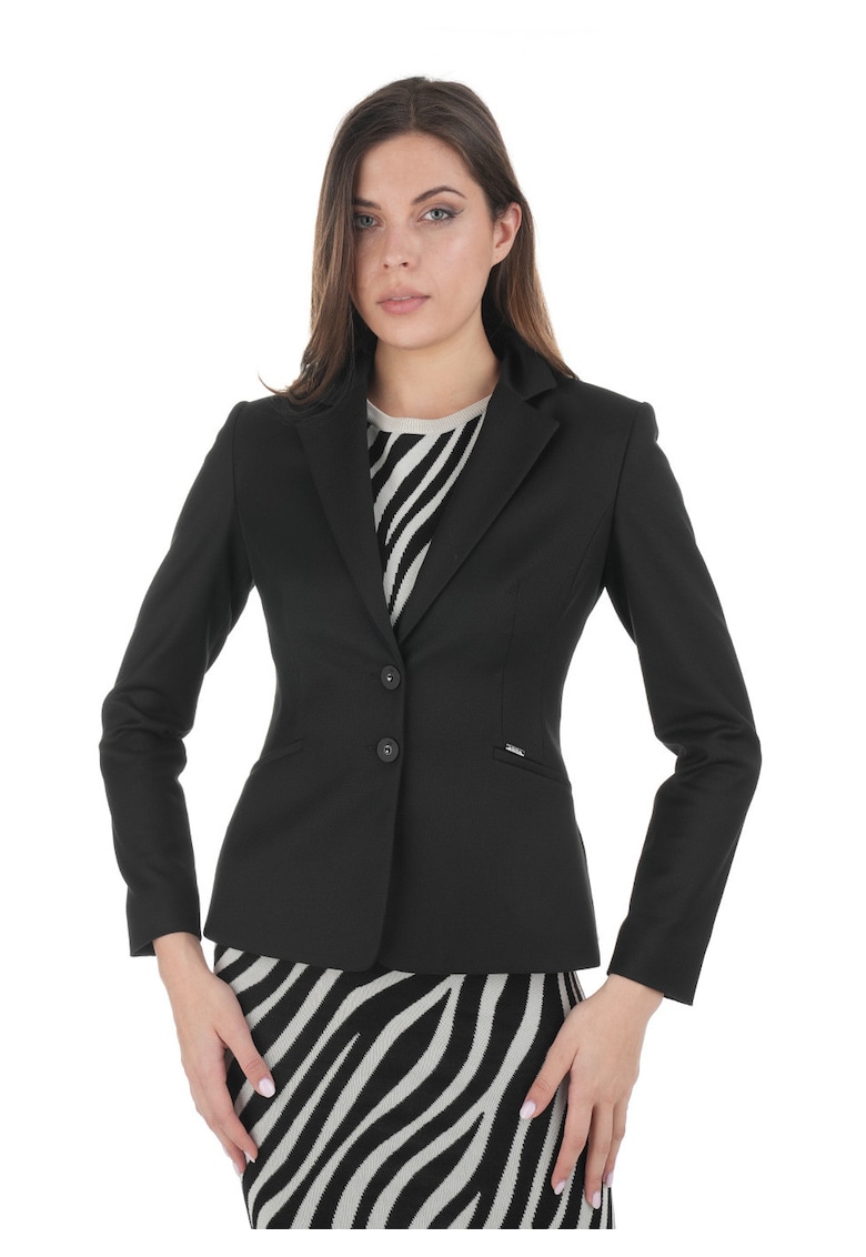 Sacou cu revere decupate - Negru