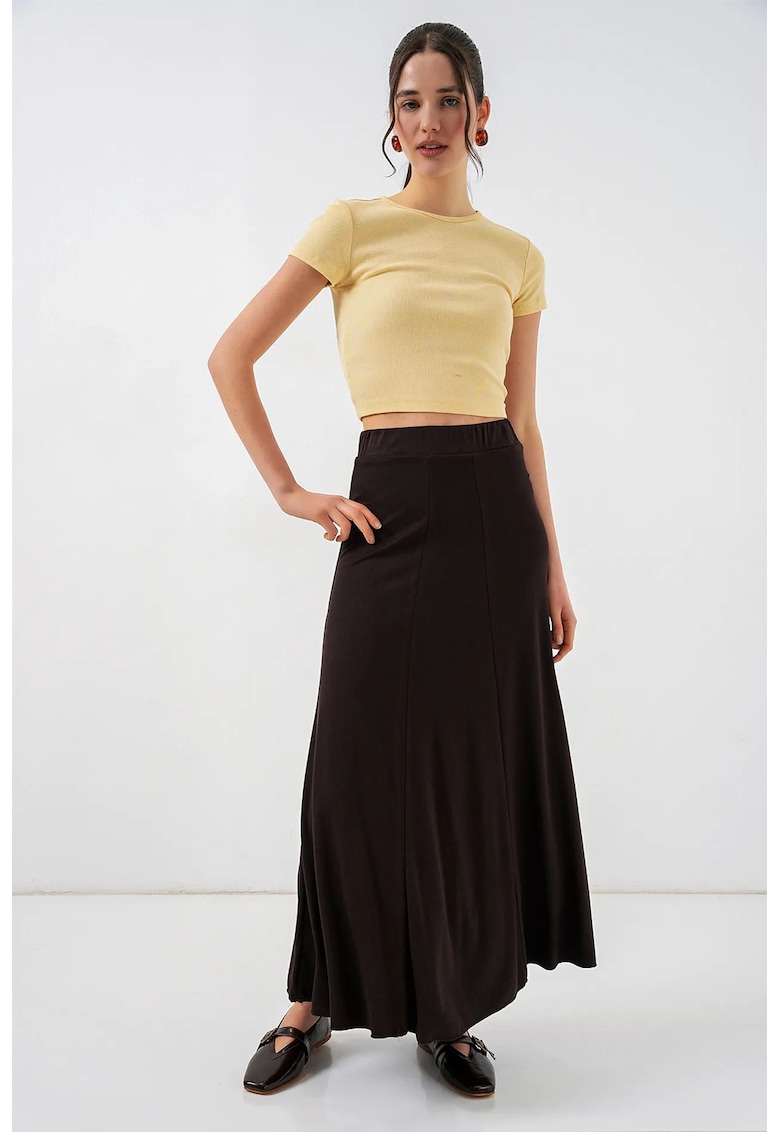 Fusta maxi talie elastica - maro - modal-poliester