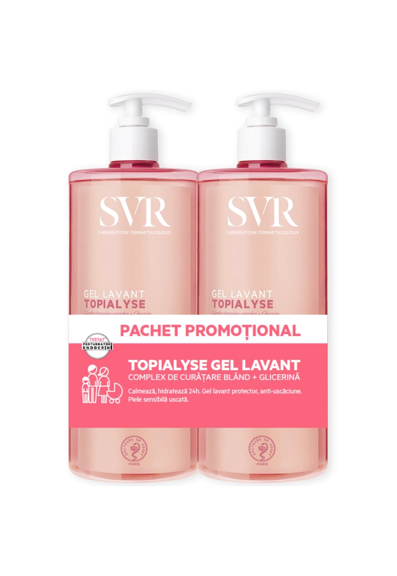 Set Gel de dus Topialyse pentru piele sensibila si uscata - 2x 1000 ml