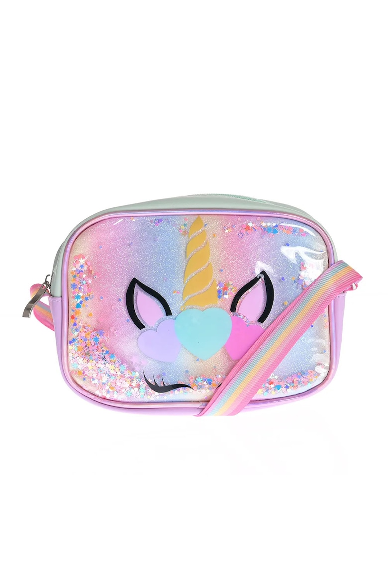 Geanta multicolora cu imprimeu unicorn