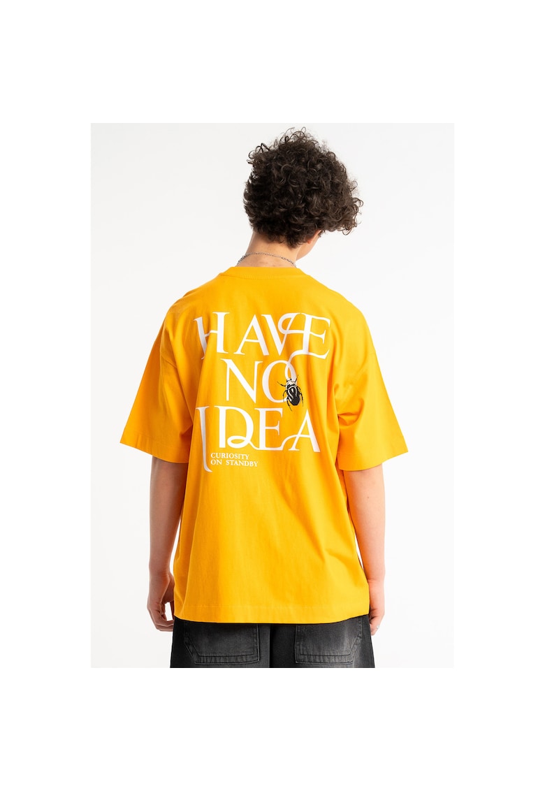 Tricou supradimensionat cu imprimeu text - Galben