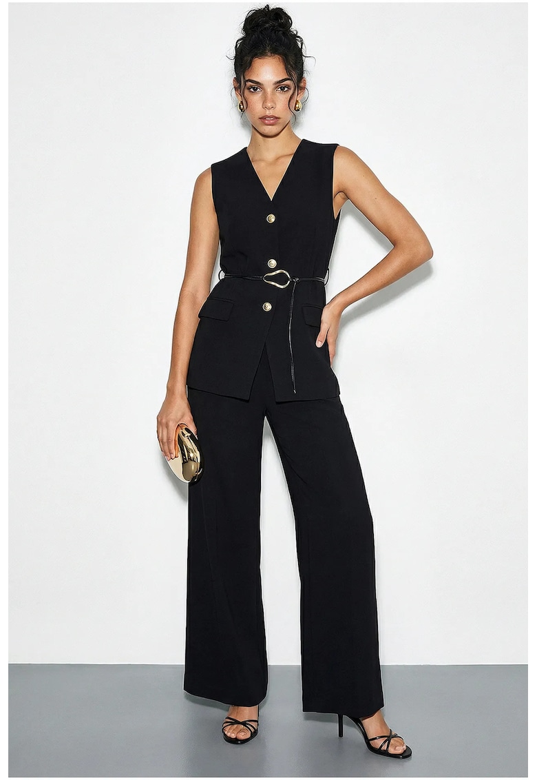 Compleu din doua piese - elegant - negru - poliester/bumbac
