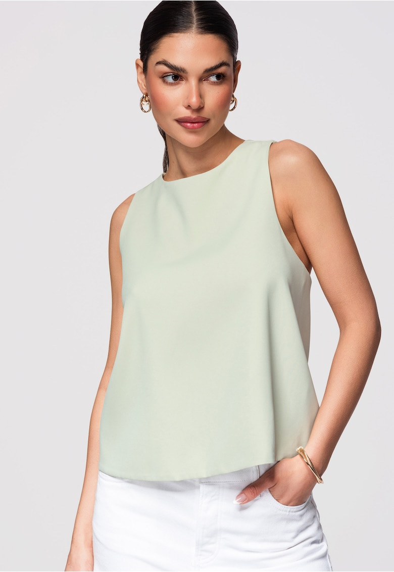 Bluza dama eleganta - spate decupat - din poliester fin - croiala lejera - Verde