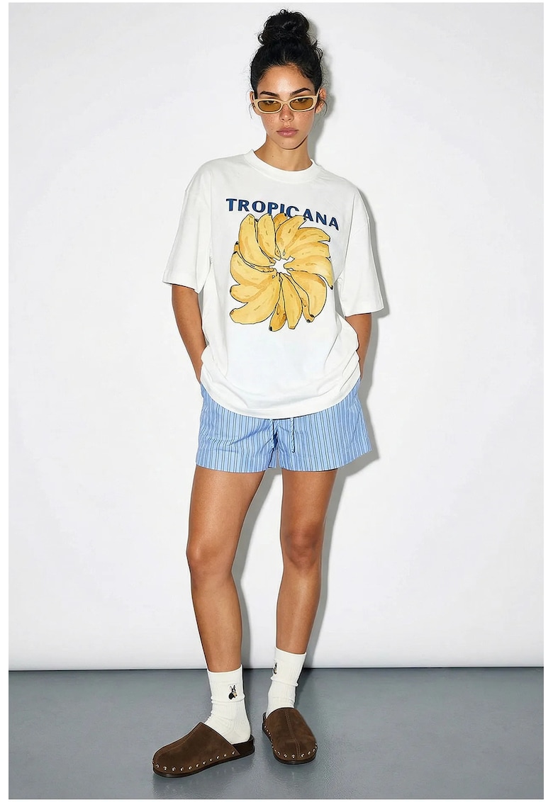 Tricou dama - supradimensionat - alb - 100% bumbac -