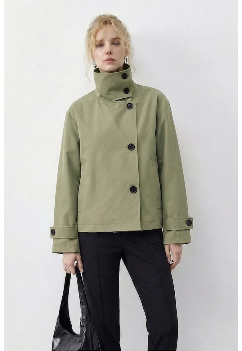 Trench scurt verde kaki - captusit - 100% poliester