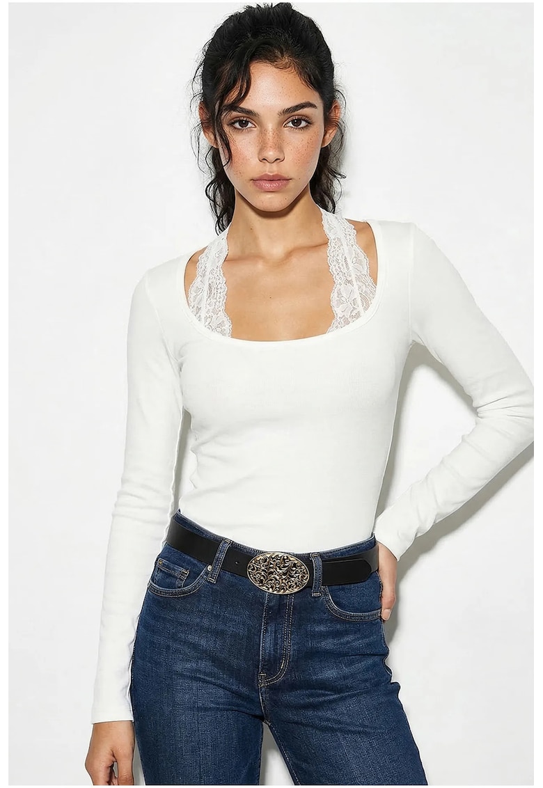 Bluza dama - Alb - Slim fit