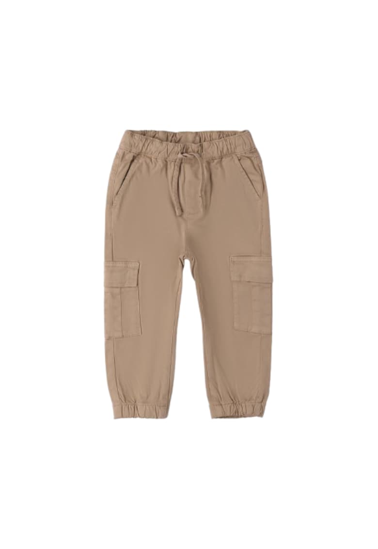 Pantaloni Cargo iDO din Twill Peach-Touch cu Talie Reglabila
