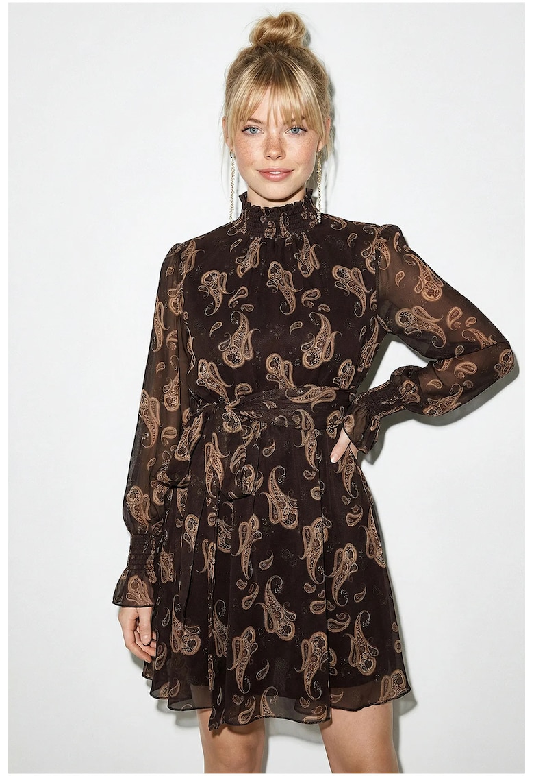 Rochie mini poliester - maro