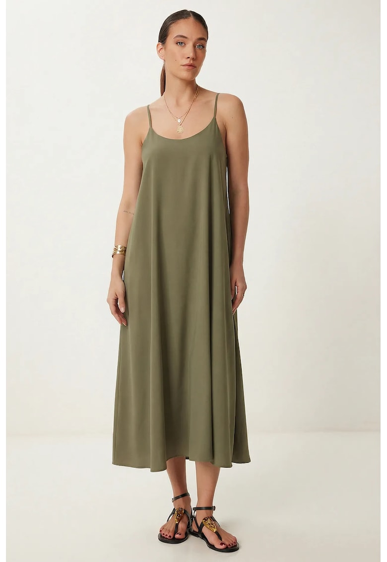 Rochie Midi Happiness Istanbul - Croiala Lejera - Verde - Poliester/Bumbac