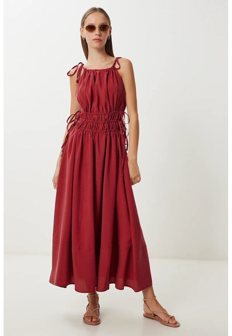 Rochie midi - Happiness Istanbul - modal/poliester - rosu