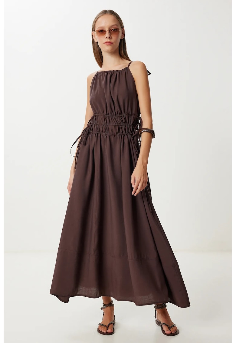 Rochie midi Happiness Istanbul - modal/poliester - maro