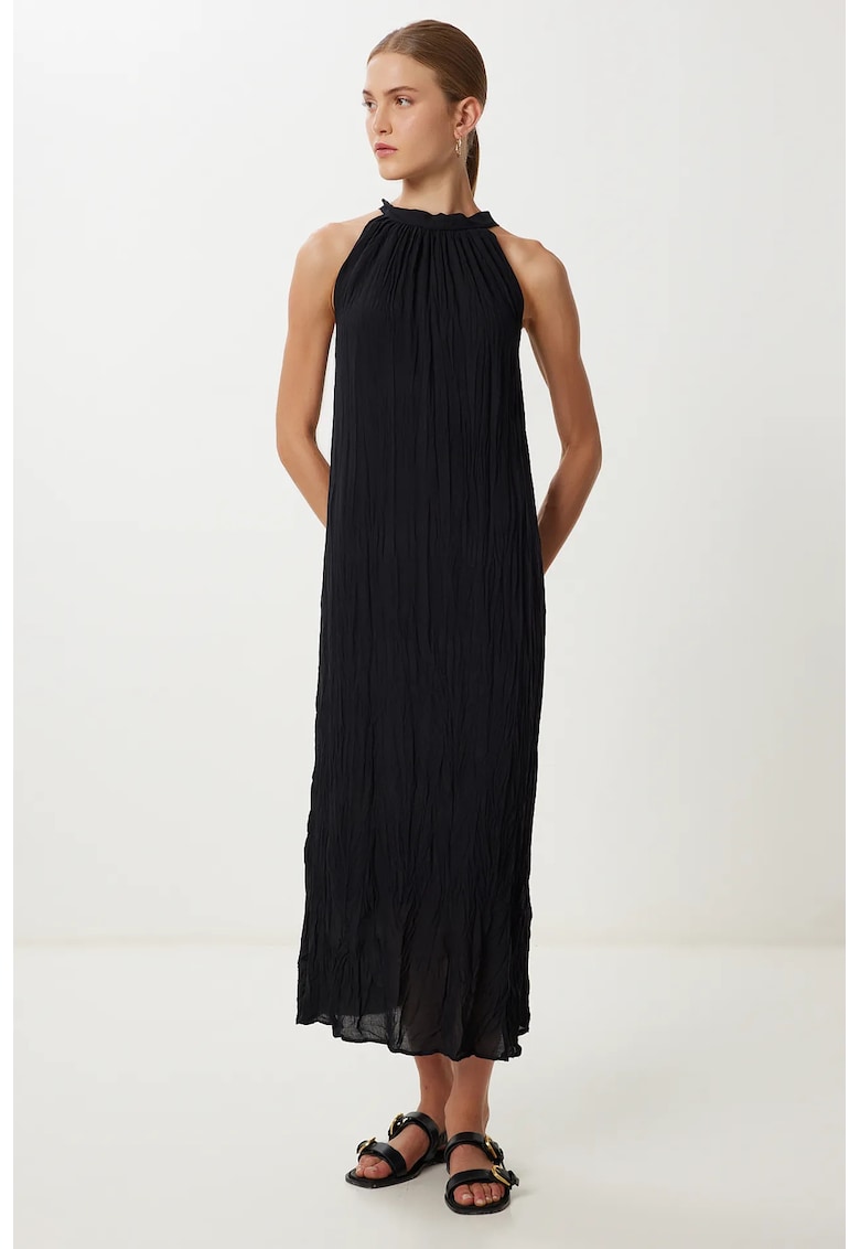 Rochie midi - Happiness Istanbul - texturata - neagra - bumbac/elastan