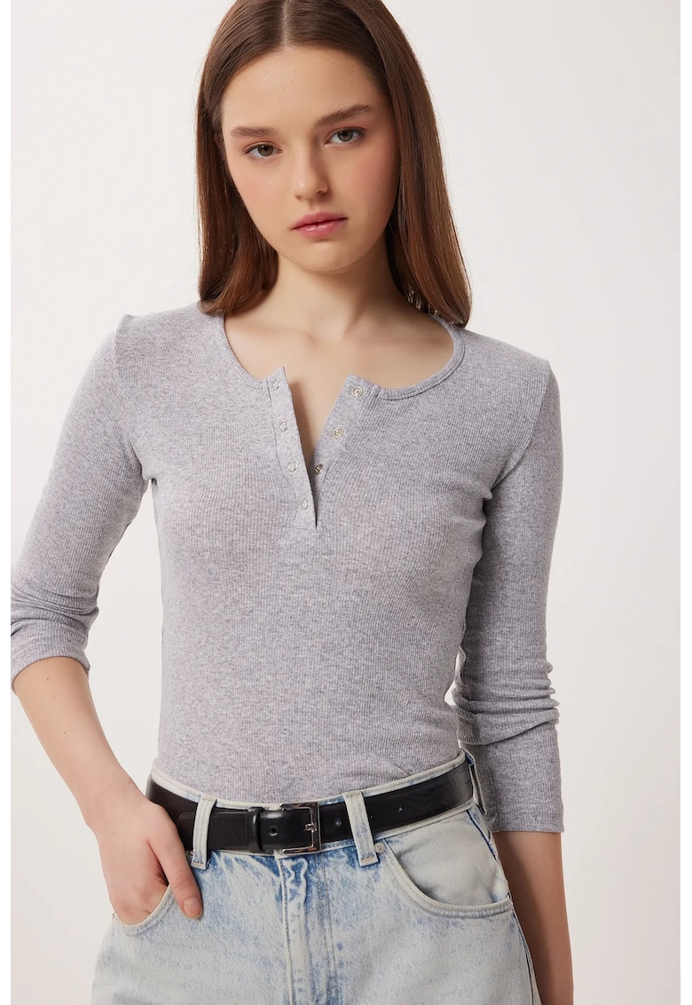 Bluza dama - Happiness Istanbul - Gri ardezie - Slim fit