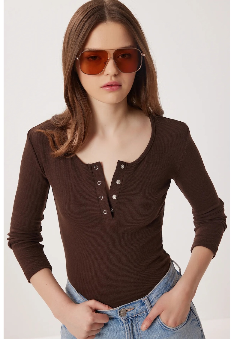Bluza dama - Happiness Istanbul - Maro inchis - Slim fit