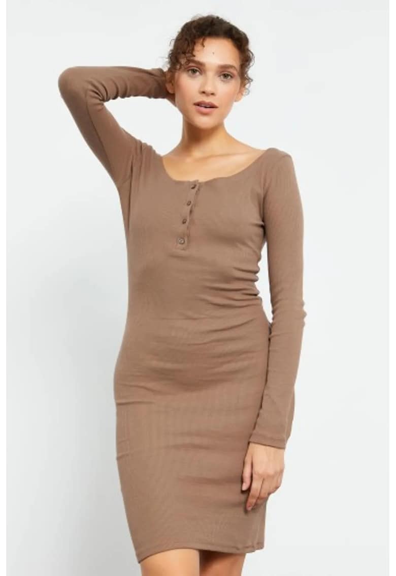 Rochie midi - bej natural - bumbac/elastan