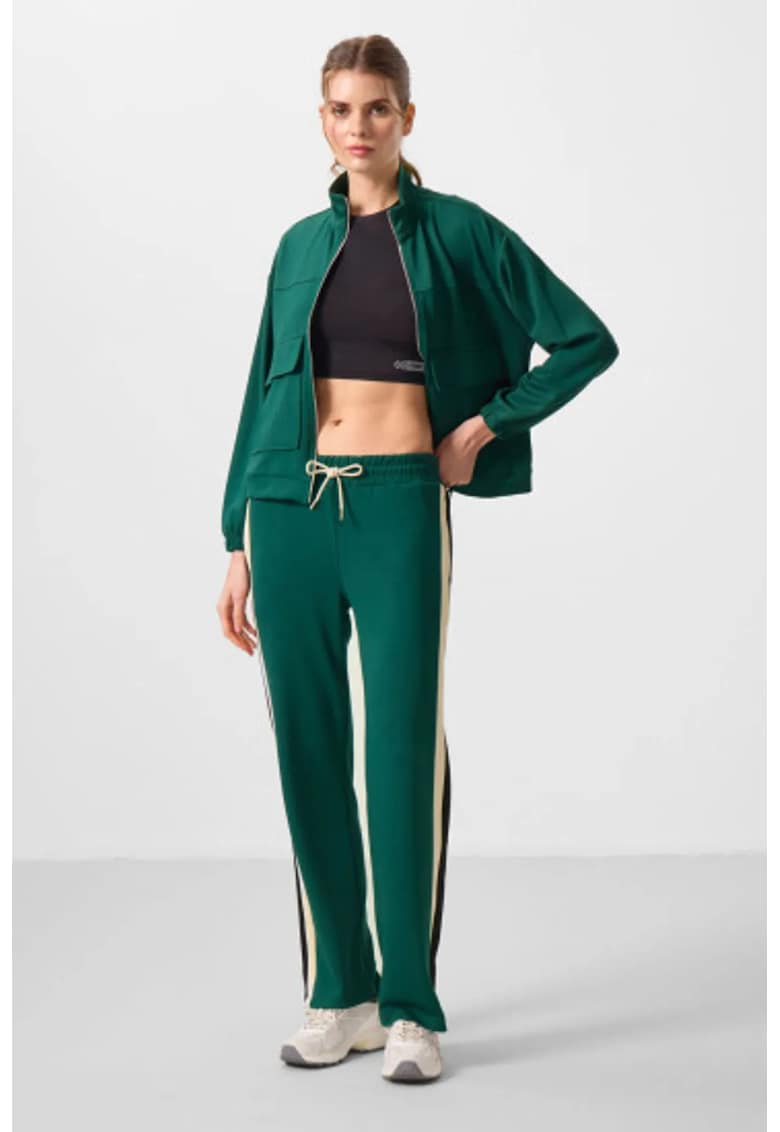 Pantaloni dama stil palazzo - verde - viscoza-poliester