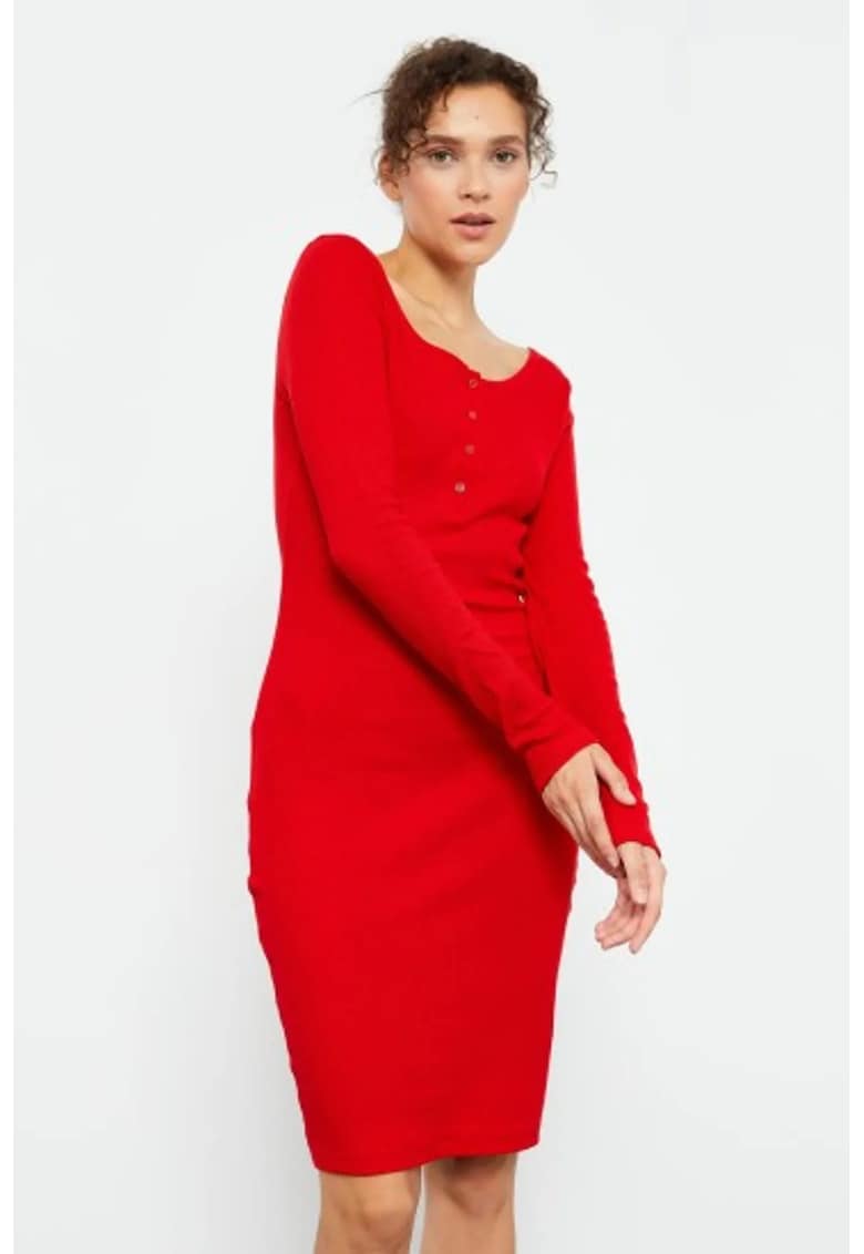Rochie midi - rosie - bumbac/elastan