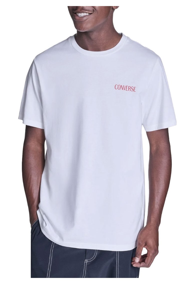 Tricou lejer cu imprimeu grafic si logo