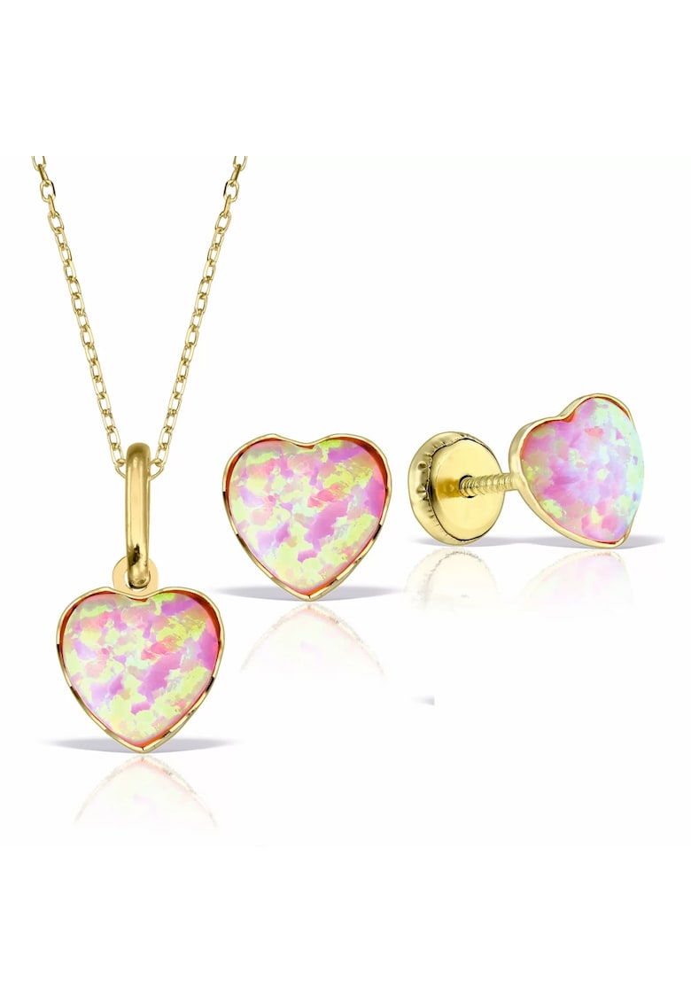 Set bijuterii pentru copii - aur 18 KT - lantisor cu pandantiv si cercei