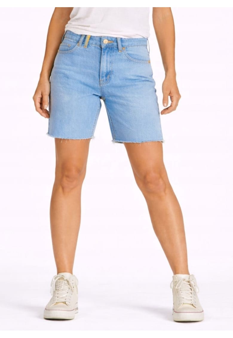 Pantaloni scurti dama - 13MWZ - albastru - bumbac - talie inalta -