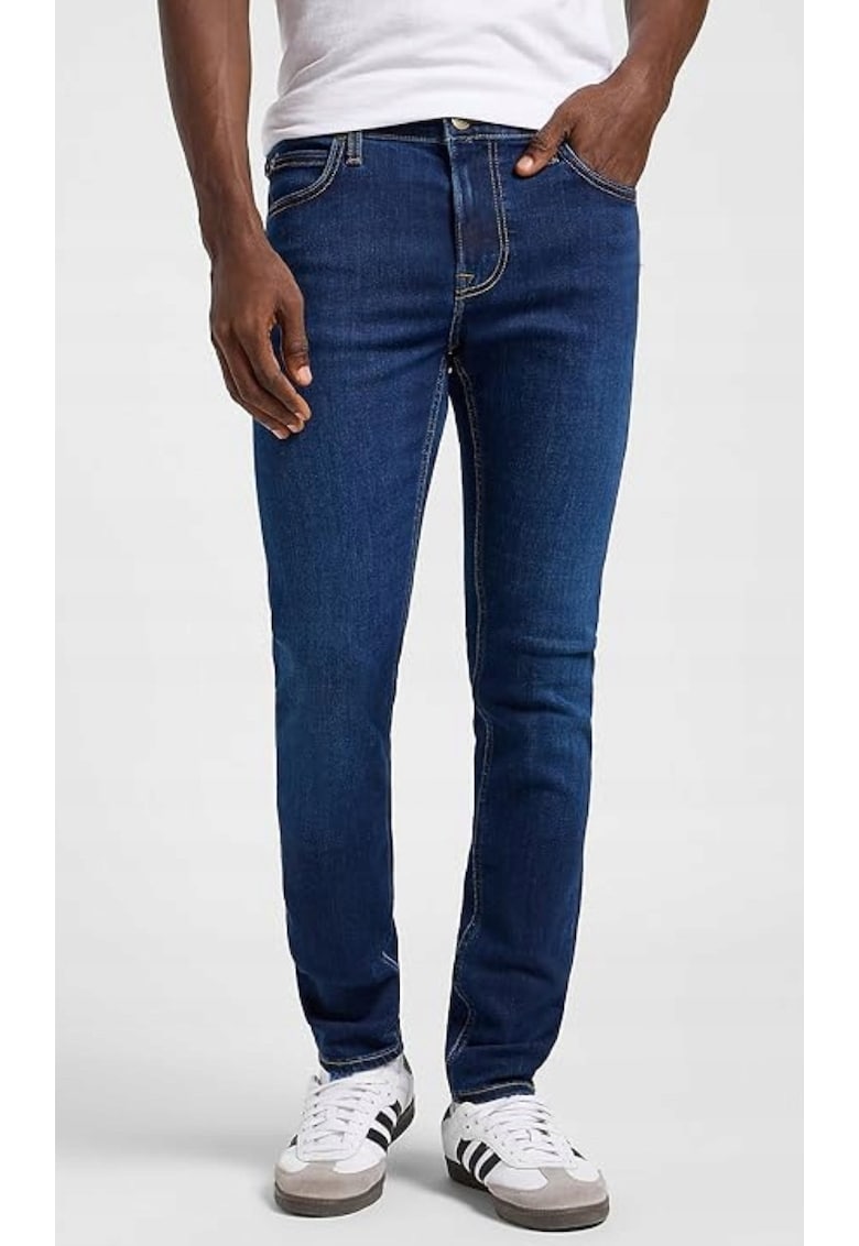 Blugi barbatesti Malone skinny - bleumarin - elastici - talie medie - bumbac
