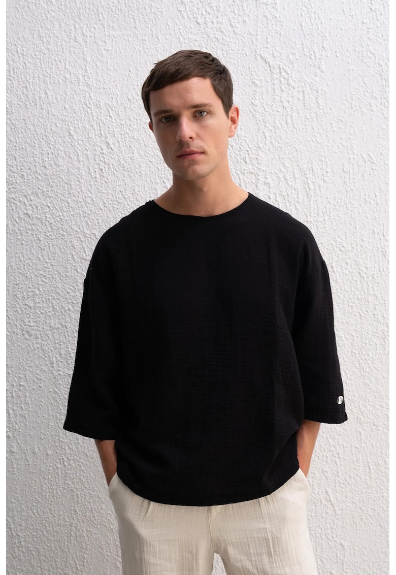 Tricou barbati - supradimensionat - bumbac - negru
