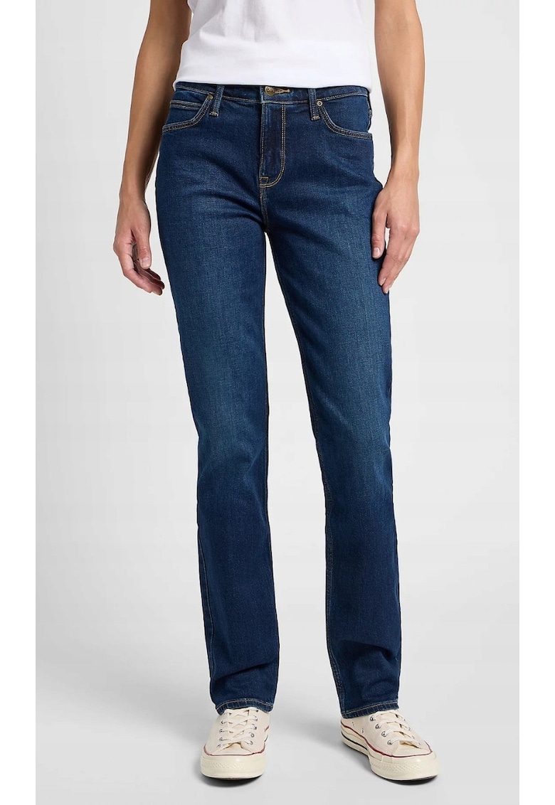 Blugi dama Marion Straight - talie medie - elasticitate - albastru inchis - bumbac/elastan