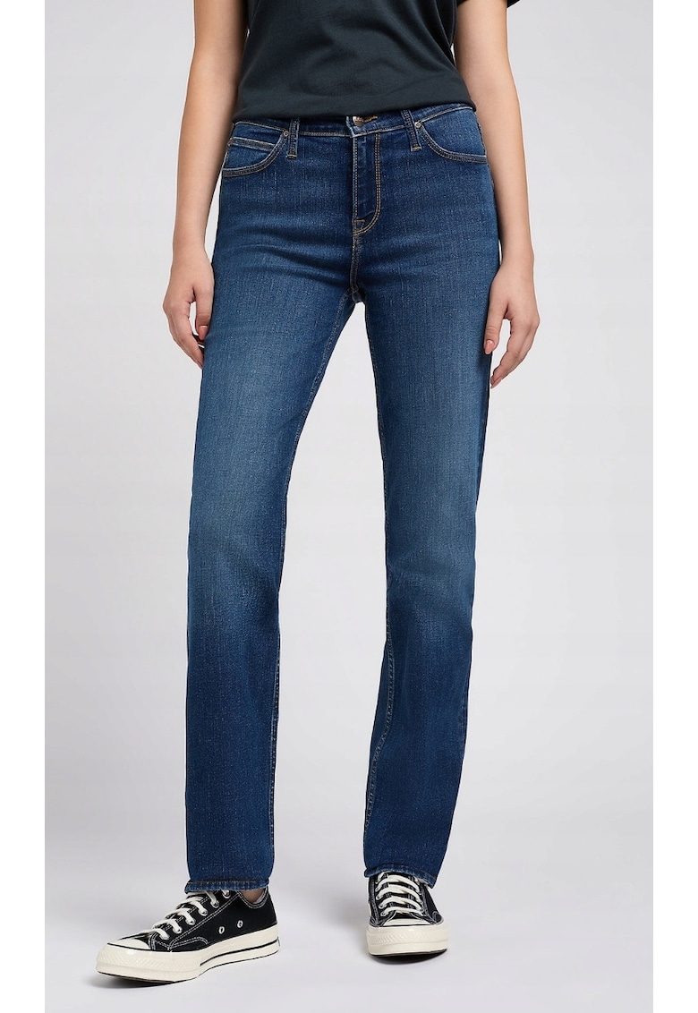 Blugi dama Marion Straight - albastru inchis - foarte elastici - bumbac/poliester/elastan - talie medie