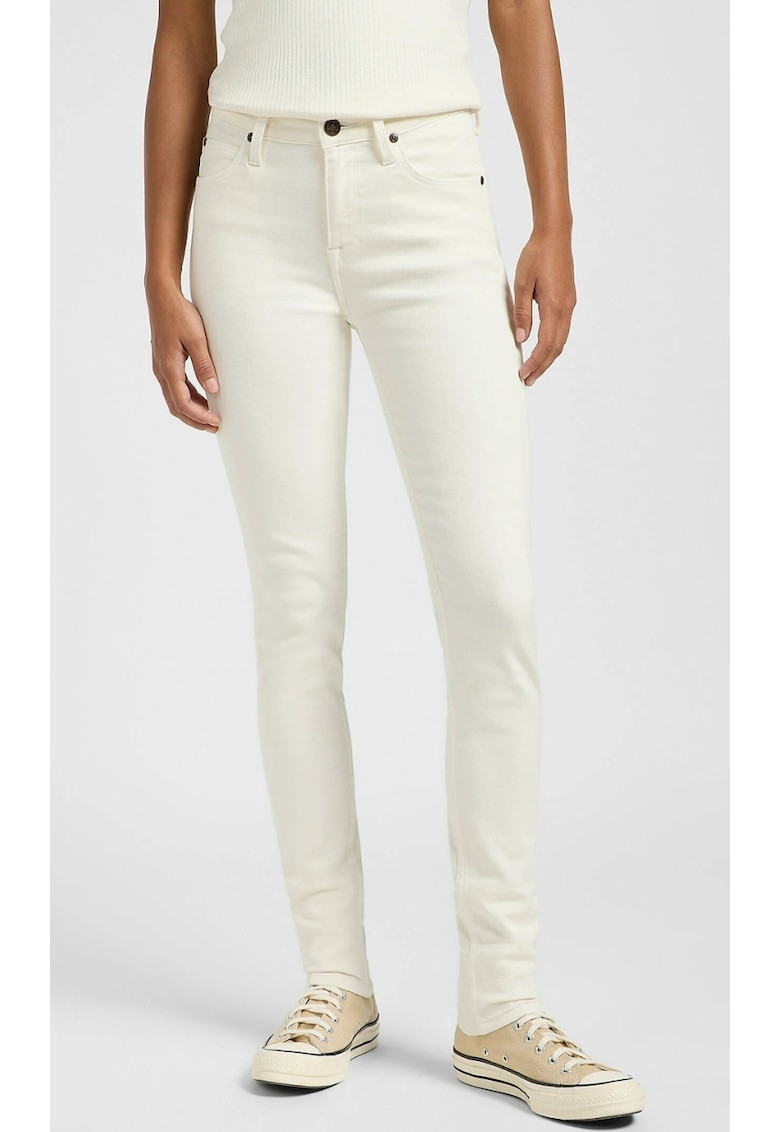 Blugi dama Scarlett - skinny - talie inalta - alb - bumbac/poliester/elastan