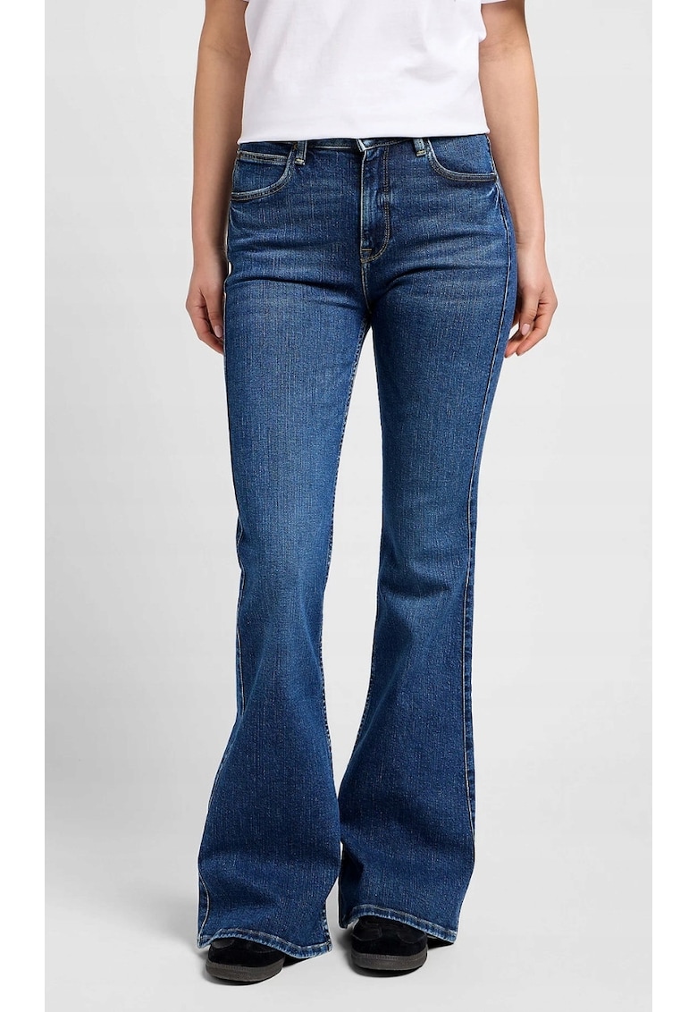 Blugi dama Breese - evazati - talie inalta - bleumarin - denim elastic - bumbac/viscoza/elastan