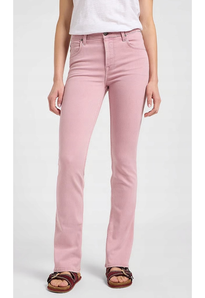 Pantaloni dama Breese Boot - evazati - roz - bumbac elastic