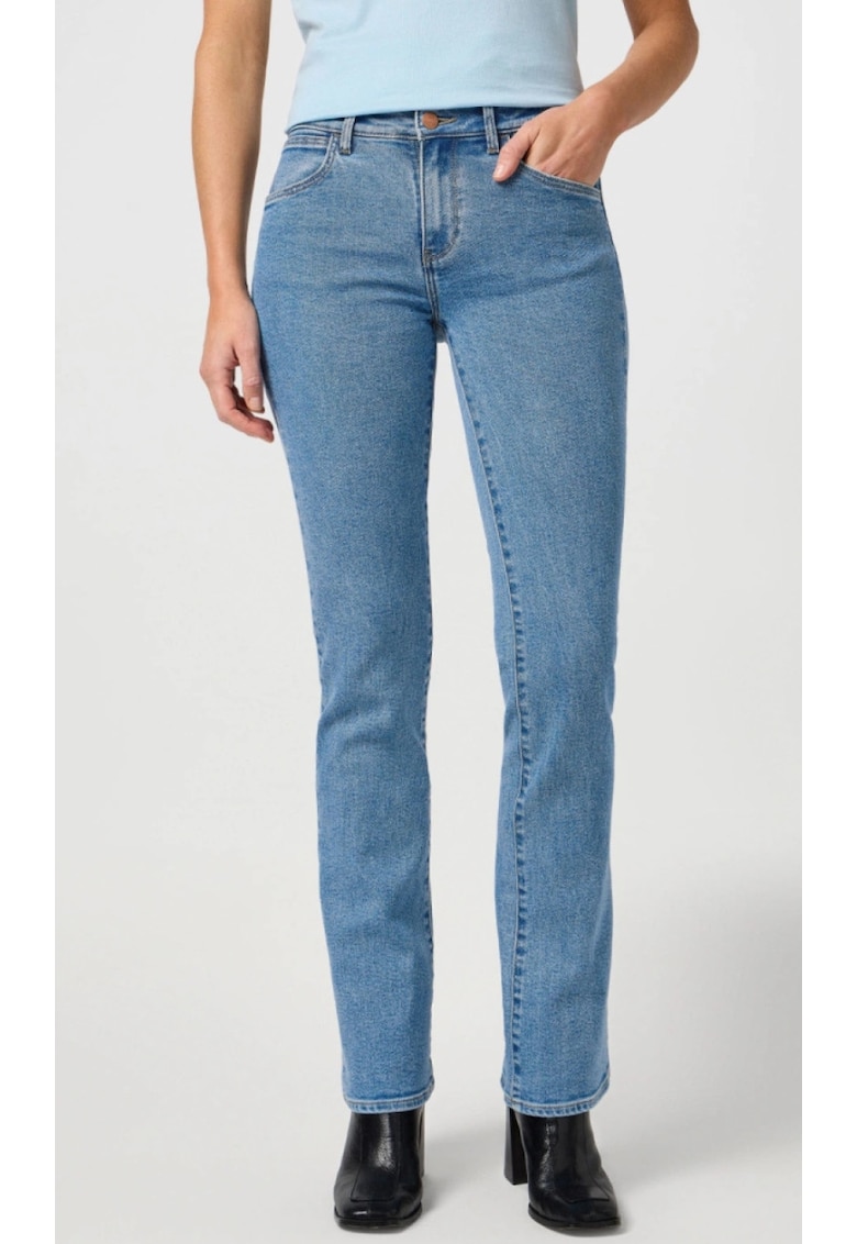 Blugi dama Bootcut 625 - albastru elastic - talie medie - bumbac/poliester/elastan - Albastru