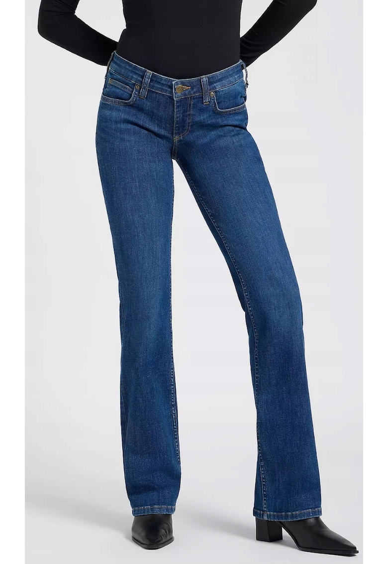 Blugi dama Jessica - bumbac/poliester/elastan - talie joasa - evazati - bleumarin -