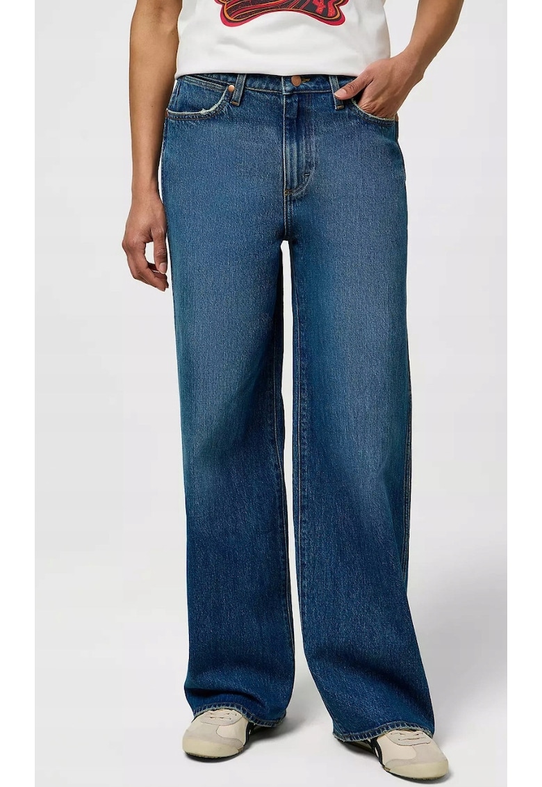 Blugi dama Loose Straight - talie inalta - croiala larga - albastru inchis - bumbac|elastan -