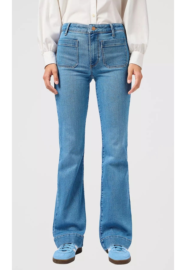 Blugi dama Flare 628 - evazati - albastru - denim elastic - bumbac/poliester/elastan -