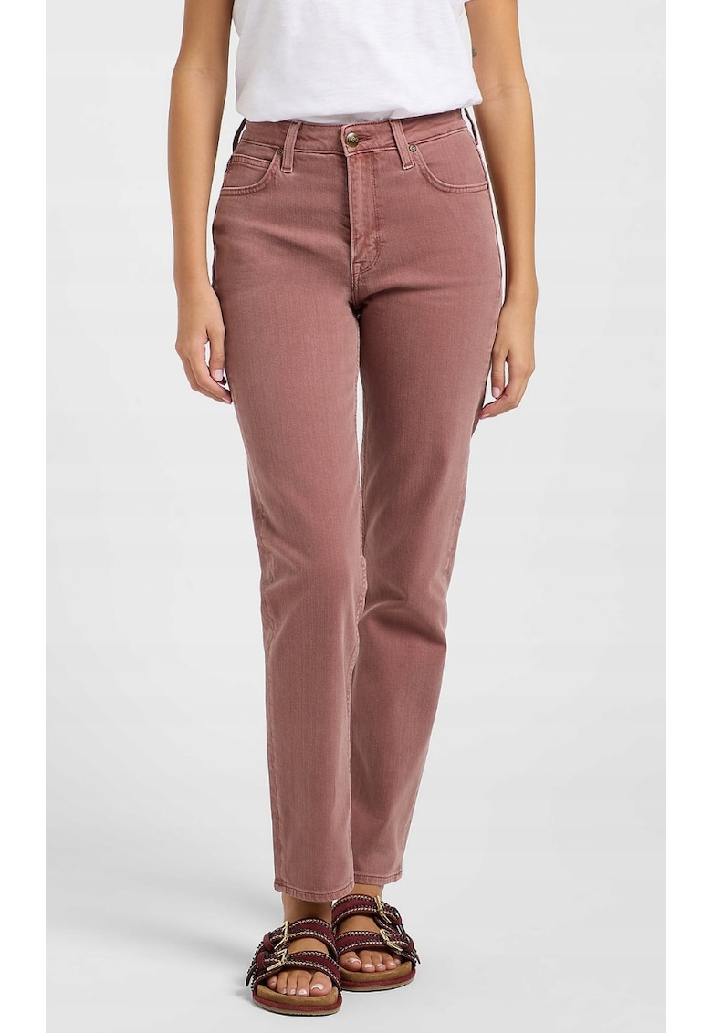 Blugi dama CAROL - talie inalta - roz - bumbac/elastan