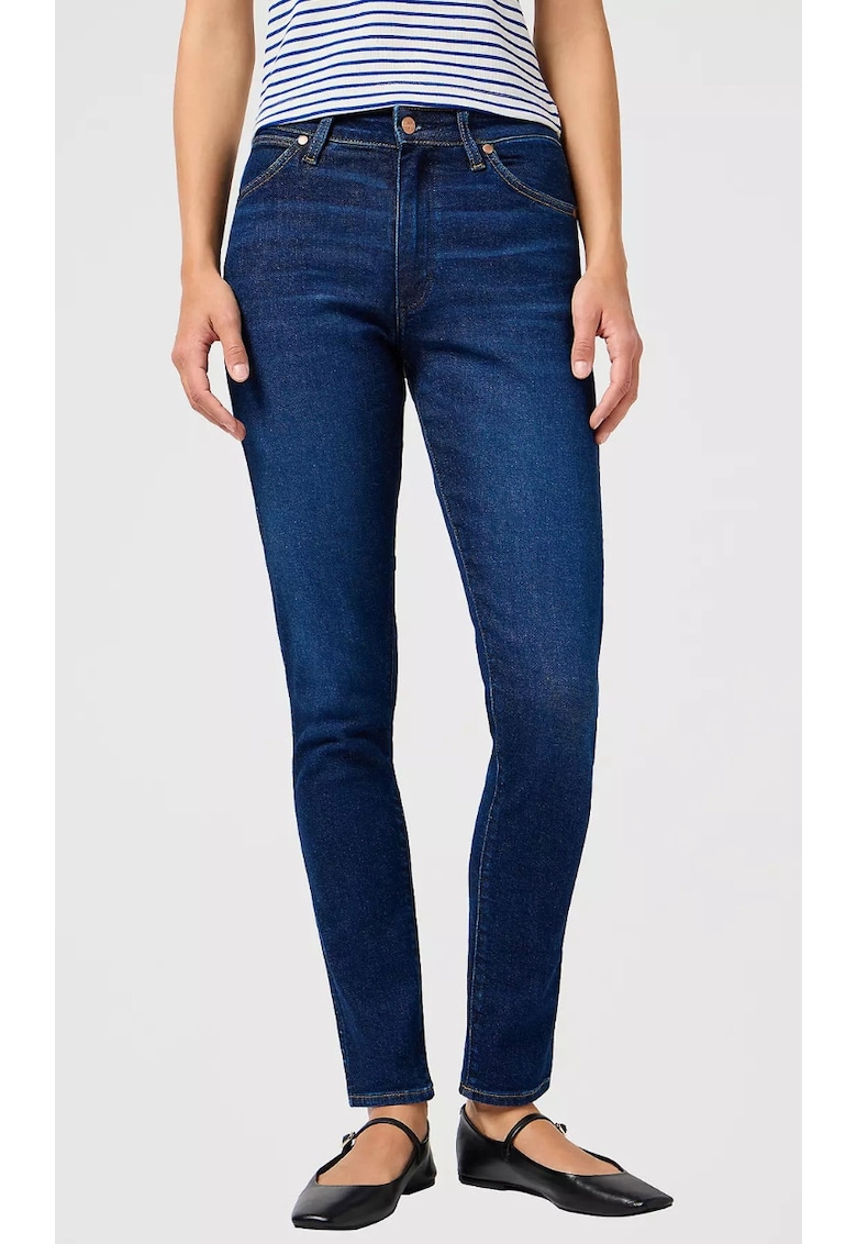 Blugi dama Sienna - skinny - bleumarin - bumbac cu elastan - talie usor ridicata - lungime 7/8