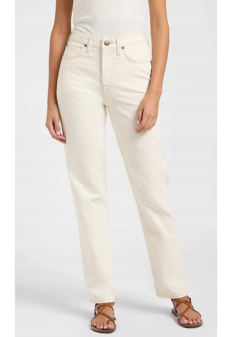 Blugi dama CAROL - talie inalta - alb - bumbac/lyocell/elastan