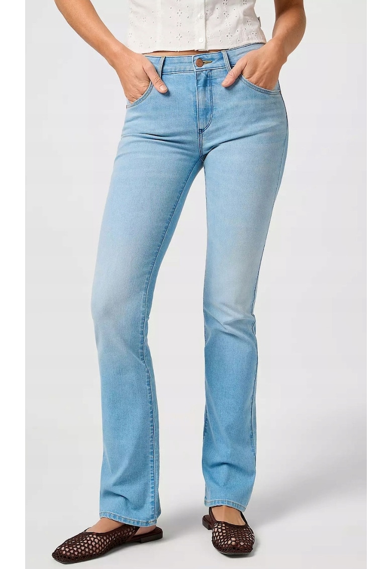 Blugi dama Bootcut 625 - albastru elastic - talie medie - bumbac/poliester/elastan - Albastru deschis