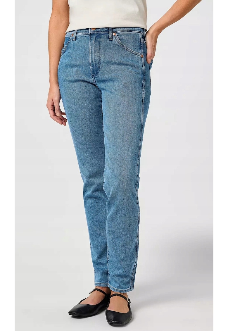 Blugi dama Piper - talie inalta - slim leg - albastru - bumbac/poliester/elastan