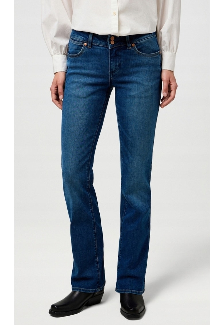 Blugi dama evazati - albastru inchis - denim elastic - bumbac/poliester/elastan