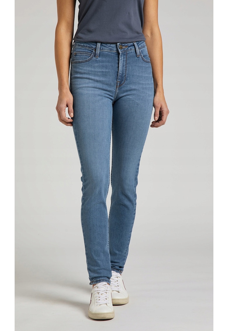 Blugi dama Scarlett High - skinny - albastru - elastic - bumbac/poliester/elastan