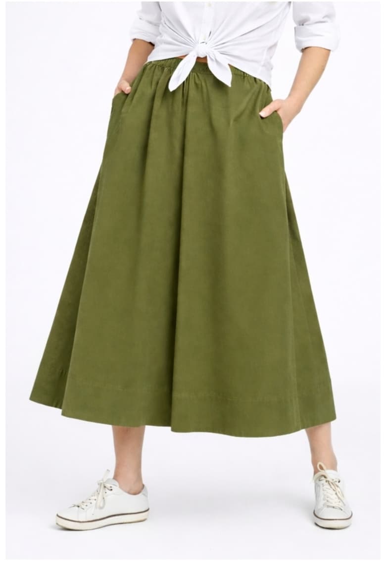 Pantaloni culottes uni din bumbac - Verde