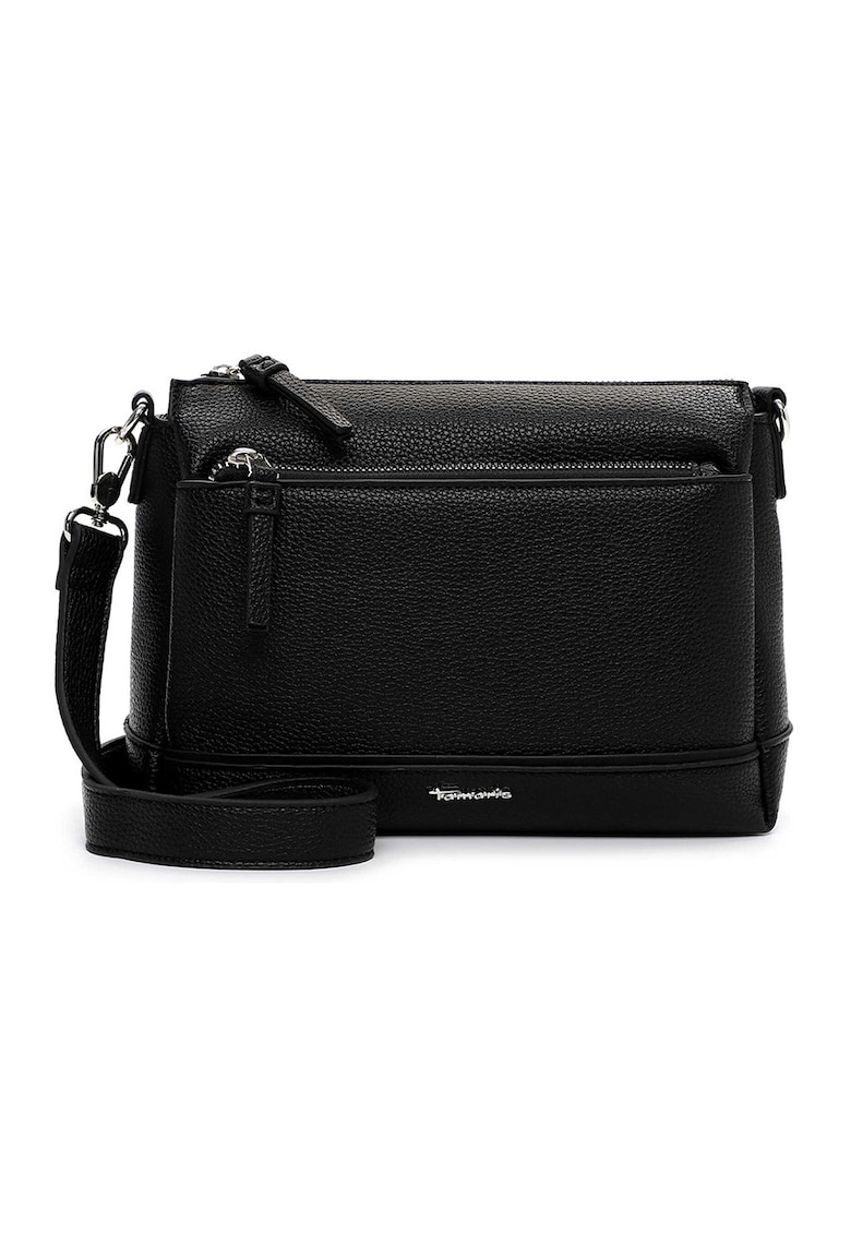 Geanta crossbody de piele ecologica cu buzunare exterioare cu fermoar - Negru