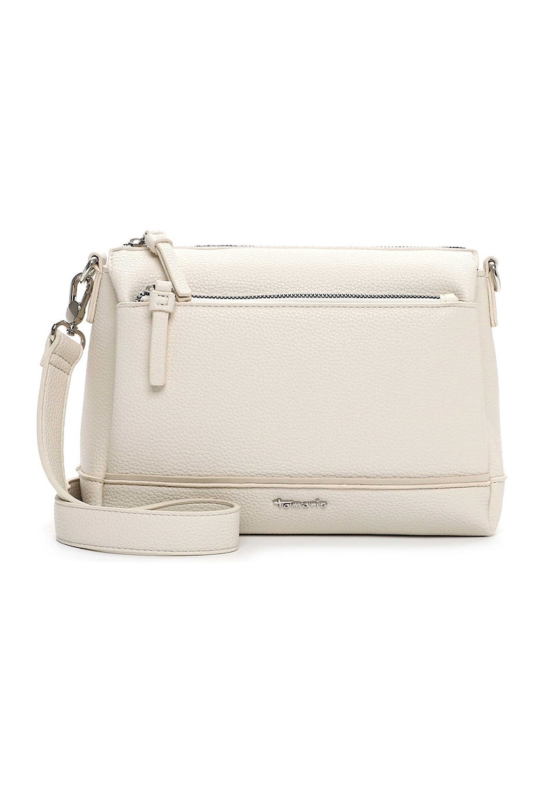 Geanta crossbody de piele ecologica cu buzunare exterioare cu fermoar - Bej deschis