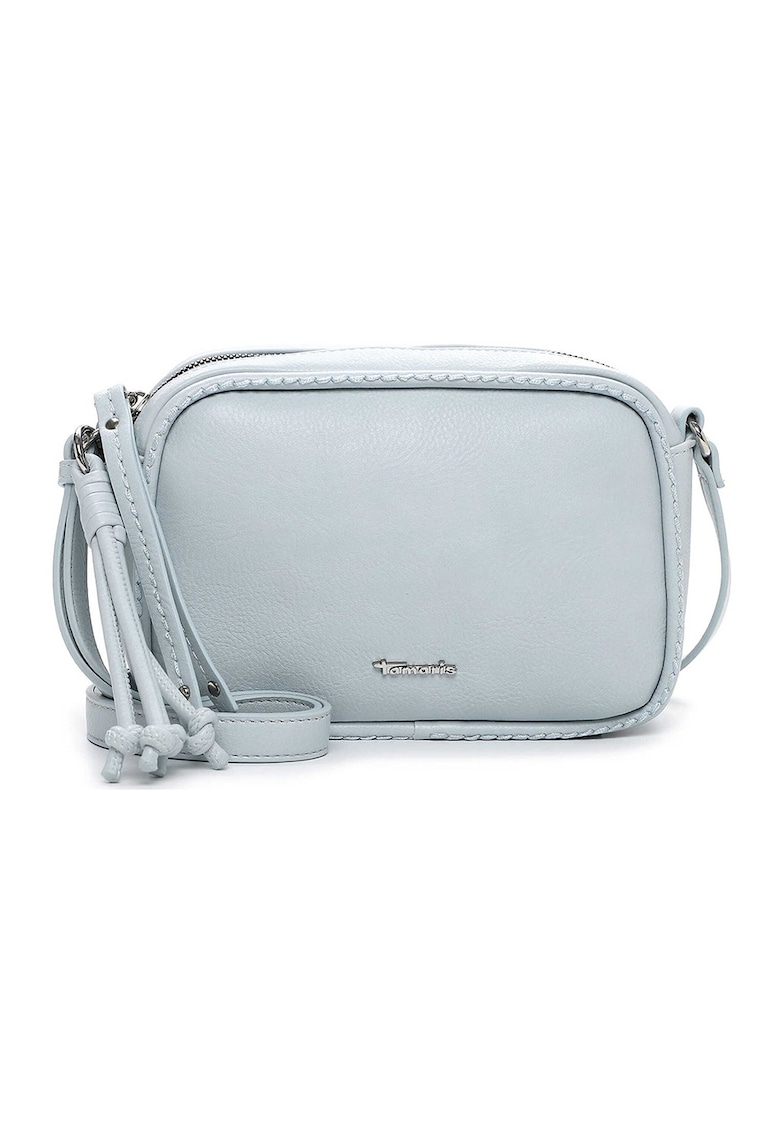 Geanta crossbody de piele ecologica cu aplicatie logo metalica - Albastru deschis