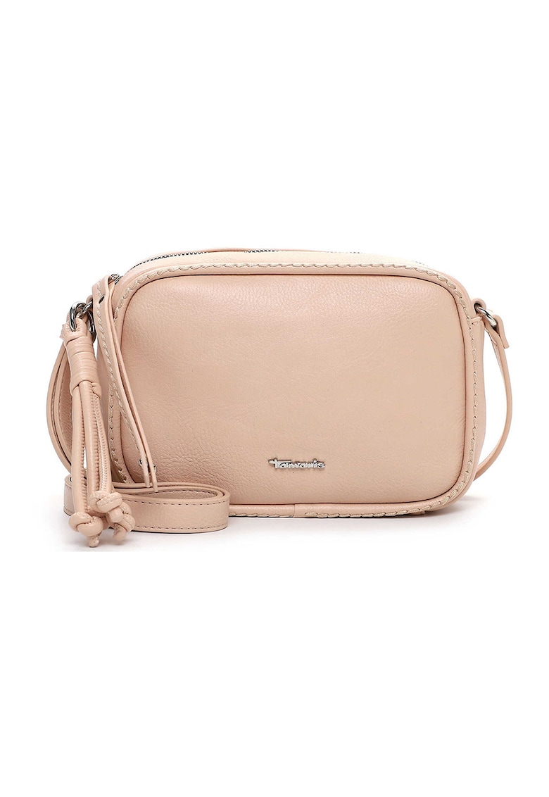 Geanta crossbody de piele ecologica cu aplicatie logo metalica - Piersica