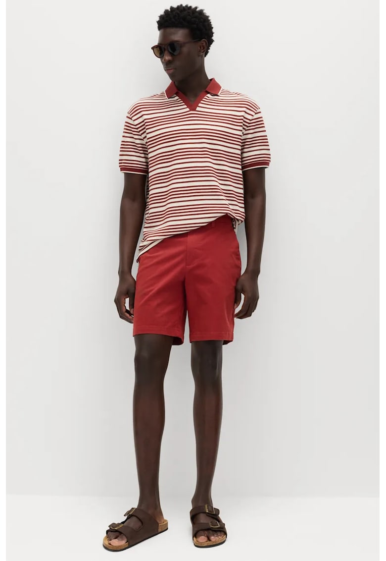 Bermude chino cu talie medie - Coral