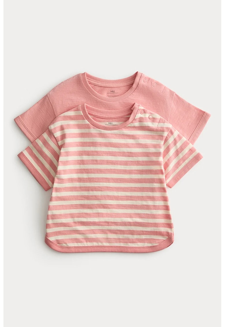 Set de tricouri de bumbac - 2 piese - Roz pastel